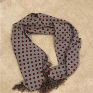 Vintage scarf - grey with red polka dots